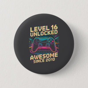 16 Year Old Boy Level 16 Gamer 2010 16th Birthday  6 Cm Round Badge