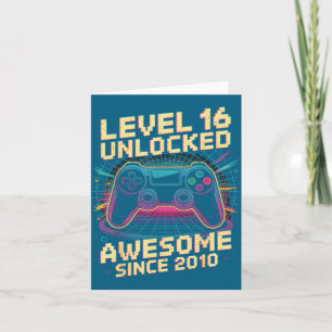16 Year Old Boy Level 16 Gamer 2010 16th Birthday Card