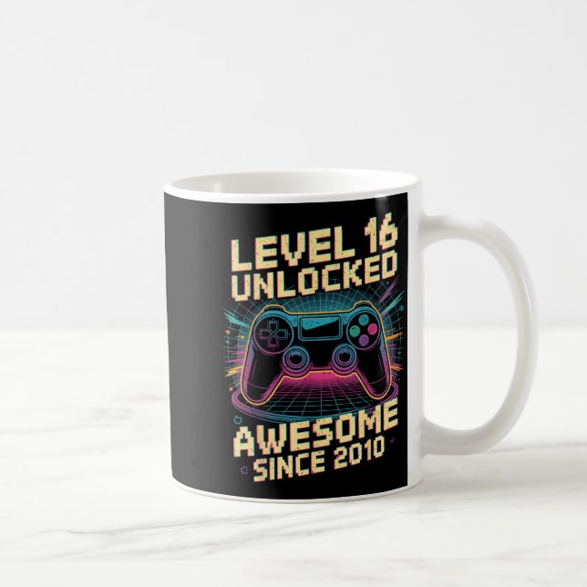 16 Year Old Boy Level 16 Gamer 2010 16th Birthday  Coffee Mug (Right)