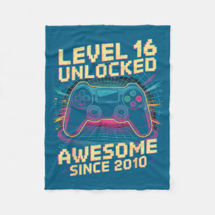 16 Year Old Boy Level 16 Gamer 2010 16th Birthday  Fleece Blanket