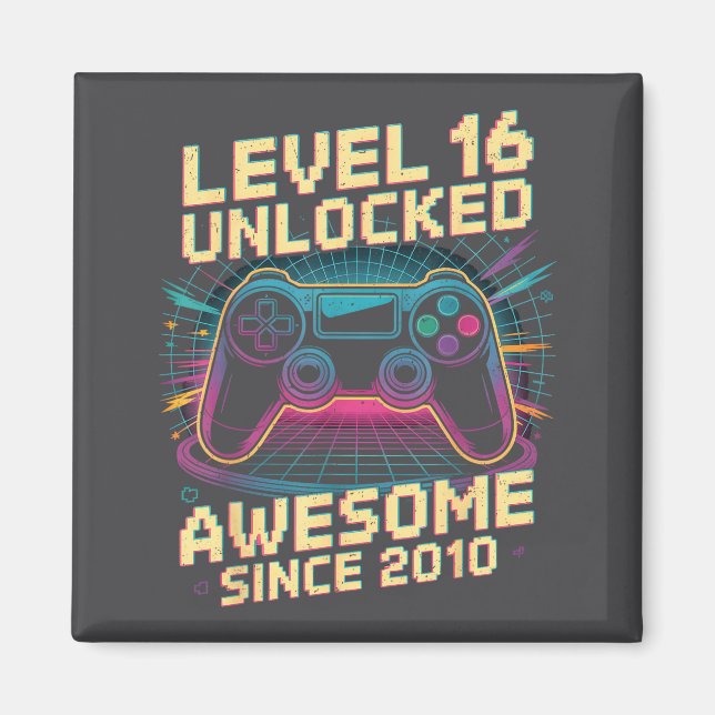 16 Year Old Boy Level 16 Gamer 2010 16th Birthday  Magnet (Front)