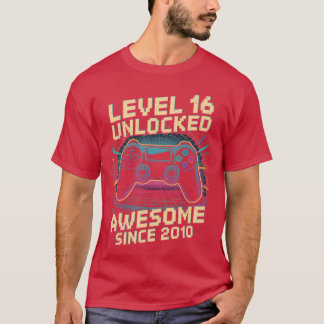 16 Year Old Boy Level 16 Gamer 2010 16th Birthday  T-Shirt