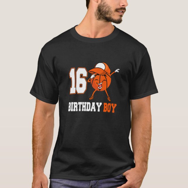 16 Year Old  Dabbing Basketball 16th Birthday Boy  T-Shirt (Front)