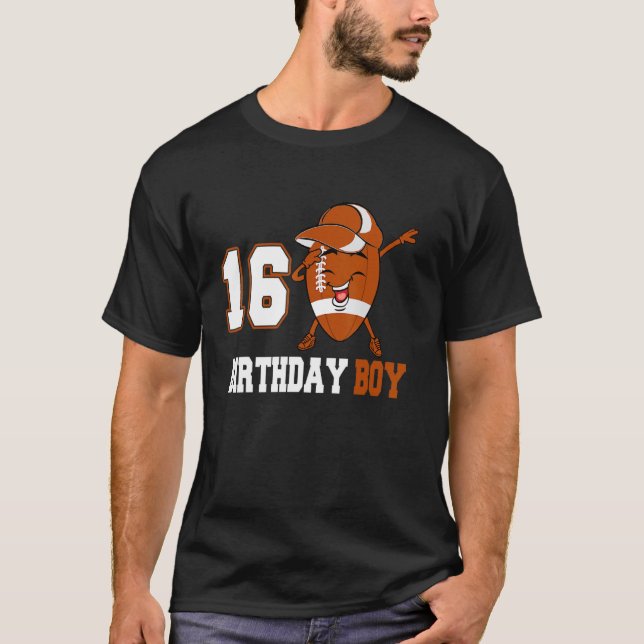 16 Year Old   Dabbing Football 16th Birthday Boy T T-Shirt (Front)