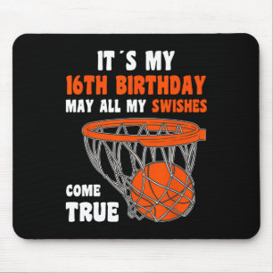 16 Year Old Happy 16th Birthday Basketball 16th Bi Mouse Mat