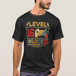 16 Year Old Level 16 Unlocked 16th Birthday Boy G T-Shirt