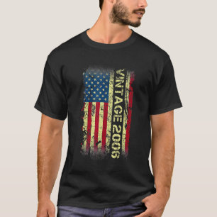 16 Year Old Vintage 2006 American Flag 16th Birth T-Shirt