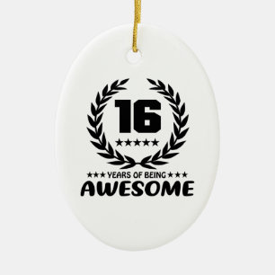 16 Years of being Awesome Ceramic Tree Decoration