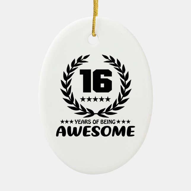 16 Years of being Awesome Ceramic Tree Decoration (Front)