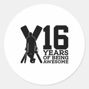 16 Years Of Being Awesome Cricket 16th Birthday Classic Round Sticker