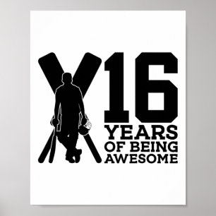 16 Years Of Being Awesome Cricket 16th Birthday Poster