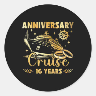 16 Years Of Marriage 16th Wedding Anniversary Crui Classic Round Sticker