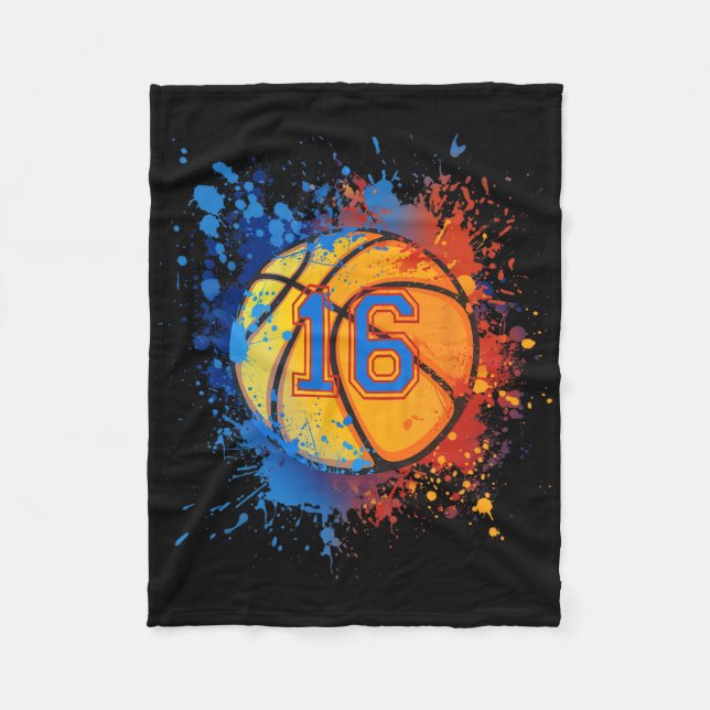 16 Years Old 16th Birthday Sketll Gift For Boys Pa Fleece Blanket (Front)