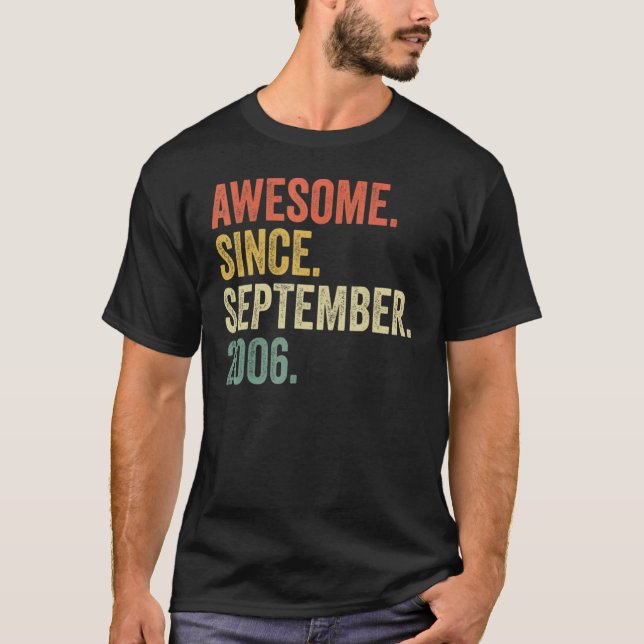 16 Years Old  Awesome Since September 2006 16th Bi T-Shirt (Front)
