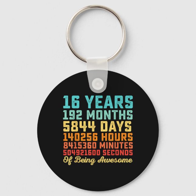 16 Years Old Birthday Quote Funny 16th B-Day Math Key Ring (Front)