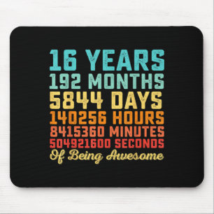 16 Years Old Birthday Quote Funny 16th B-Day Math Mouse Mat