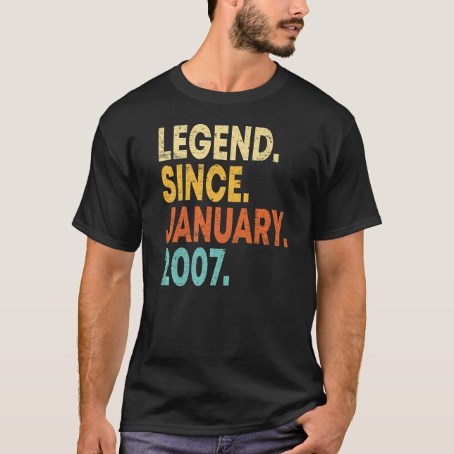 16 Years Old  Legend Since January 2007 16th Birth T-Shirt (Front)