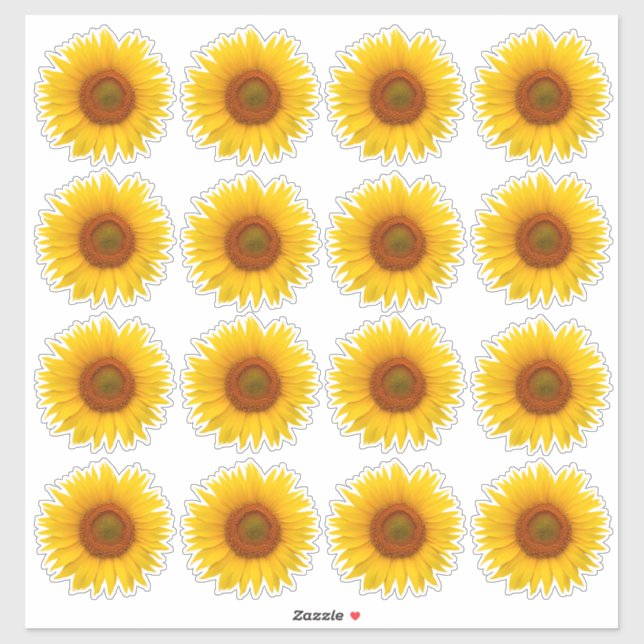 16 Yellow Orange Sunflower Kiss-Cut Stickers (Sheet)