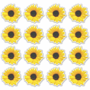 16 Yellow Sunflower Flower Kiss-Cut Stickers