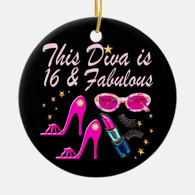 16 YR OLD PRIMA DONNA CERAMIC TREE DECORATION (Front)