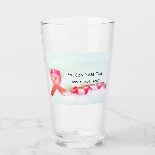 16oz Breast Cancer Encouragement Glass By Zazz_it (Front)