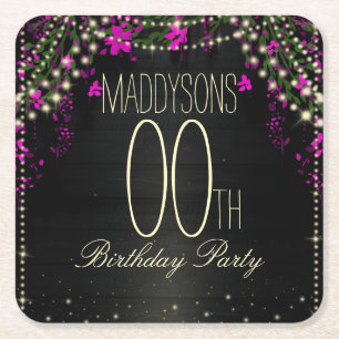 16th 18th 21st 30th 40th 50th 60th 70th Birthday Square Paper Coaster