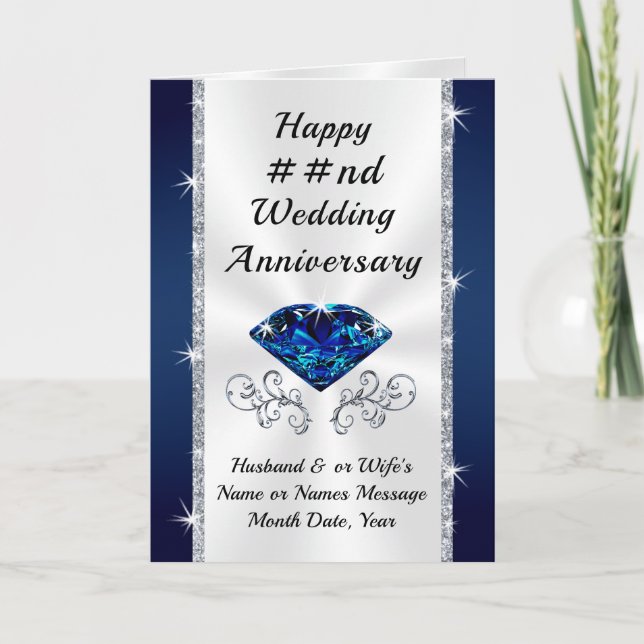 16th, 65th or 22nd Wedding Anniversary Cards (Front)