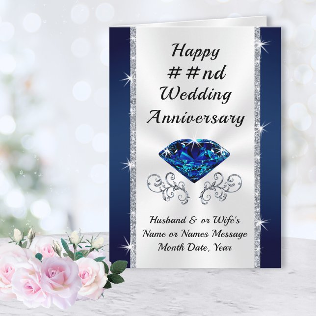 16th, 65th or 22nd Wedding Anniversary Cards (22nd wedding anniversary for wife, friends and family. 22 years of marriage ideas. 22nd anniversary.)