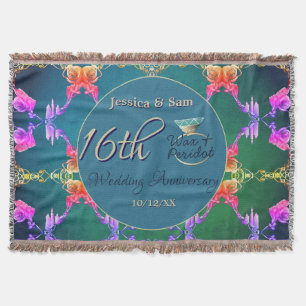 16th Anniversary Wax, Statice Flower Throw Blanket