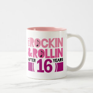 16th Anniversary Wedding Funny Two-Tone Coffee Mug