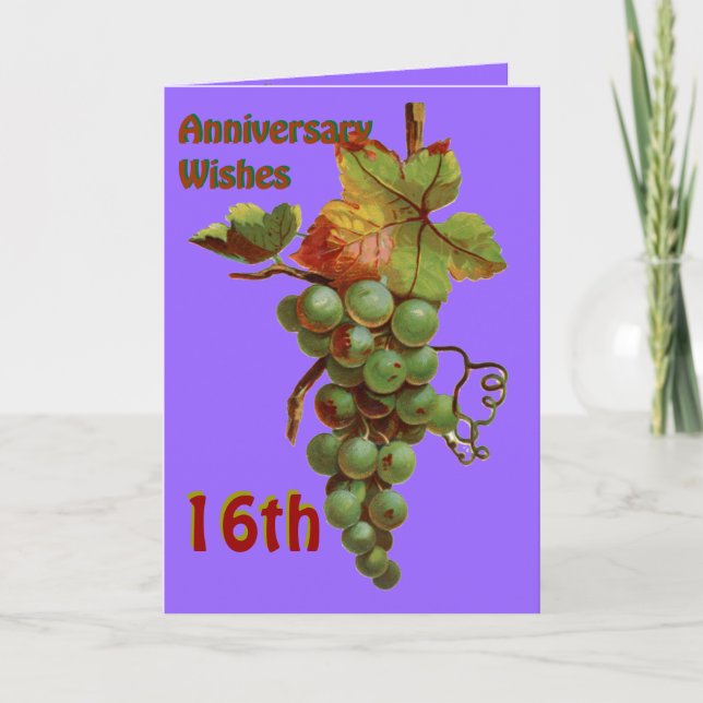 16th Anniversary wishes, customiseable Card (Front)