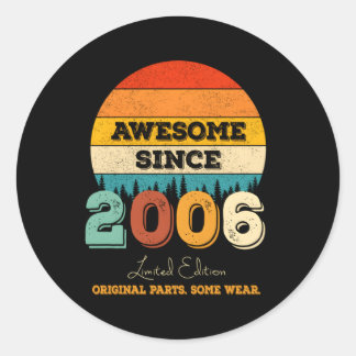 16Th Awesome Since 2006 Original P 16Th Bday Classic Round Sticker