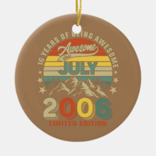 16th Birthday 16 Years Awesome Since July 2006 Ceramic Tree Decoration