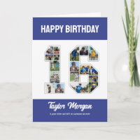 16th Birthday Anniversary Number 16 Photo Collage