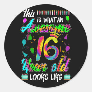 16th Birthday Awesome 16 Year Old Looks Like Classic Round Sticker