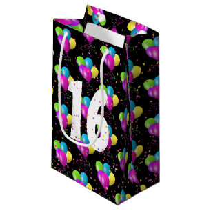16th Birthday Balloons and Confetti Small Gift Bag