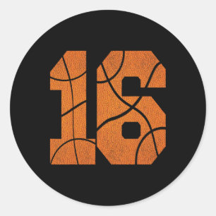 16th Birthday Basketball Boys Kids  Classic Round Sticker