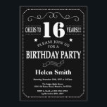 16th Birthday Black and White Chalkboard Invitation<br><div class="desc">16th Birthday Invitation Black and White Typography. Chalkboard. Black and White Background. Kids Birthday. Male Men or Women Birthday. Kids Boy or Girl Lady Teen Teenage Bday Invite. 13th 15th 16th 18th 20th 21st 30th 40th 50th 60th 70th 80th 90th 100th. Any Age. For further customisation, please click the "Customise...</div>