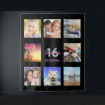 16th birthday black pink photo collage tapestry<br><div class="desc">For a Sweet 16, 16th birthday, celebrating her life with a collage of 8 of your photos of her friends, family, interest or pets. Personalise and add her name, age 16 and a date. Date of birth or the date of the birthday party. Pink and grey coloured letters. A classic...</div>