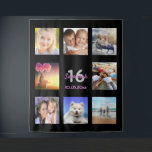 16th birthday black pink photo collage tapestry<br><div class="desc">For a Sweet 16, 16th birthday, celebrating her life with a collage of 8 of your photos of her friends, family, interest or pets. Personalise and add her name, age 16 and a date. Date of birth or the date of the birthday party. Pink and grey coloured letters. A classic...</div>