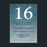 16th Birthday Blue Midnight Sky Star Sweet Sixteen Invitation<br><div class="desc">Celebrate your birthday celebration with this Glam Stylish Navy Blue Night Sky Midnight Stars Galaxy Celestial Cosmos Sparkle Birthday Card Invitation.</div>