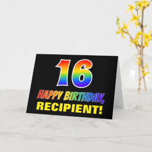 16th Birthday: Bold, Fun, Simple, Rainbow 16 Card