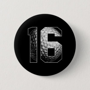 16th Birthday Boy Golf Player Golf 16 Years Old 6 Cm Round Badge