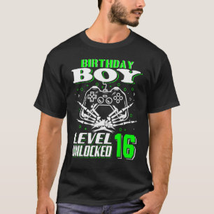 16th Birthday Boy Level 16 Unlocked Birthday 16 Ye T-Shirt