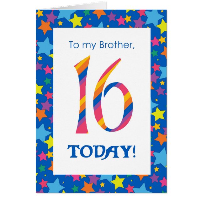 16th Birthday Card for Brother, Stripes and Stars (Front)
