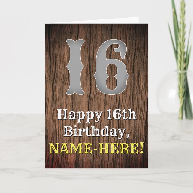 16th Birthday: Country Western Inspired Look, Name Card (Front)