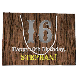 16th Birthday: Country Western Inspired Look, Name Large Gift Bag