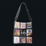 16th birthday custom photo collage girl black crossbody bag<br><div class="desc">A unique gift for a girl's Sweet 16, 16th birthday, celebrating her life with a collage of 8 of your own photos, pictures. Personalise and add her name, age 16 and a date. A chic black background. Grey and white letters and numbers. The name is written with a modern hand...</div>