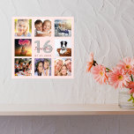 16th birthday custom photo collage rose gold name faux canvas print<br><div class="desc">A unique 16th birthday gift or keepsake, celebrating her life with a collage of 8 of your photos. Add images of her family, friends, pets, hobbies or dream travel destination. Personalise and add a name, age 16 and a date. Grey and dark rose gold coloured letters. A chic black background....</div>