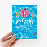 16th Birthday Cute Pink Summer Pool Party  Invitation<br><div class="desc">Personalised 16th Birthday Cute Pink Summer Pool Party Invitation. Customise it with your personal details and the celebrated birthday number.</div>